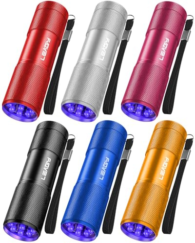 LEAGY 6 Pack UV Ultra Violet Blacklight 9 LED Flashlight Torch Light Outdoors Etc