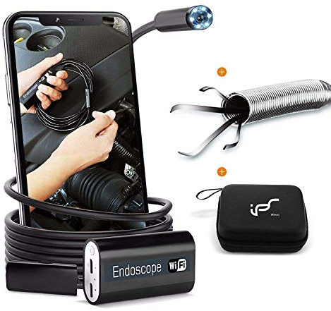 Endoscope WiFi, Wireless Endoscope Camera for Android 2.0MP Borescope Inspection Camera with Flexible Grabber 16.4ft (5M)