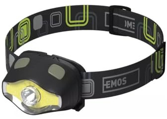 EMOS - Stirnlampe - weißes, grünes, rotes, blinkendes Licht - Helligkeit 220lm, Leuchtweite 100m - 7 Leuchtmodi - Leuchtdauer 160 Std. - wetterfest, stoßbeständig - verstellbares Band - für Außen