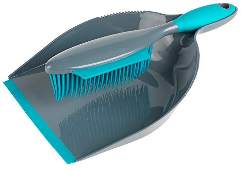 Beldray Pet Plus+ Rubber Dustpan And Brush Set - Non-Scratch Broom Bristles, Built In Squeegee Edge For Pet Hair & Spills, Suitable For Hard Floors, Surfaces, Clips Together For Compact Storage