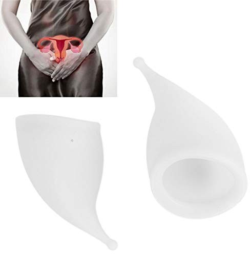 Menstrual Cup Set, Silicone Women Reusable Period Cup Collector Comfortable Lady Feminine Hygiene Cups - Alternative to Tampons and Cloth Sanitary Napkins(White)