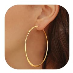 PROSTEEL Damen flache Hoop Ohrringe 30mm/40mm/60mm/80mm Edelstahl/18k vergoldet Creolen groß Kreis Kreolen Ohrschmuck Accessoire für Frauen Mädchen