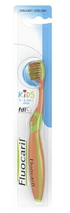 Fluocaril - Cepillo de dientes para niños de 2 a 6 años, extra suave, verde y azul