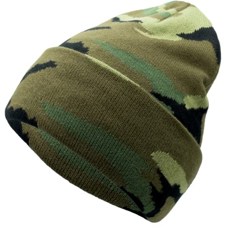 SoCute Unisex Strickmütze, weich, warm, Unisex, mit Bündchen, Acryl, Wintermützen für Männer und Frauen, camouflage, Einheitsgröße