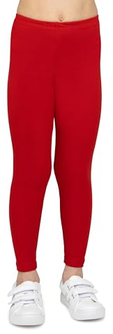 looksy Leggings da Bambina in Cotone Rosso Lunghezza alla Caviglia Pantaloni Morbidi e Traspiranti per Bambine Perfetti per Scuola Danza Sport e Uso Quotidiano, 8 Anni (128 cm)