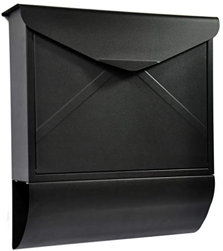 ALSTEN TECH Boîte aux lettres design murale avec rouleau de journaux noir mat RAL 9017