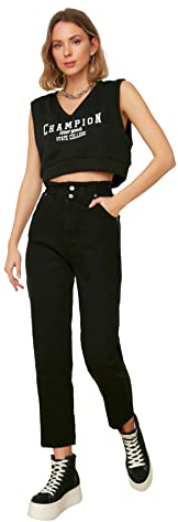 Trendyol Black Detailed High Waist mom Jeans, 42 aux Femmes