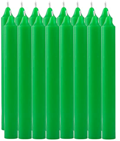 Confezione da 16 candele cilindriche di paraffina pura e stoppino in cotone, 17,5 cm - lunga durata, senza profumo, ideali per decorazioni, rituali e eventi - verdi