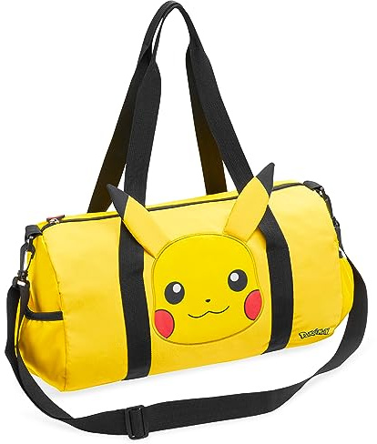 Pokemon Borsone Palestra - Borsa Piscina Bambino Bambina Borsone Da Viaggio con Tracolla Sacca Sport Calcio Idea Regalo Ragazzo Pokemon Gadget Ufficiale (Giallo 3D orecchie)