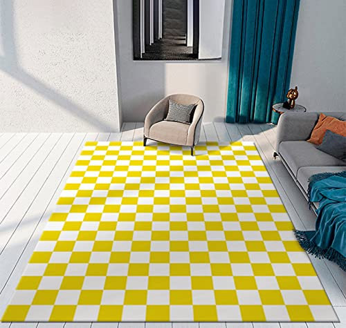 Tappeti Design Teppich rutschfest waschbarer 120 X 250 cm Hellgelbes minimalistisches Mosaik für Balkon Terrasse Wintergarten, Küche Esszimmer 120 * 250cm