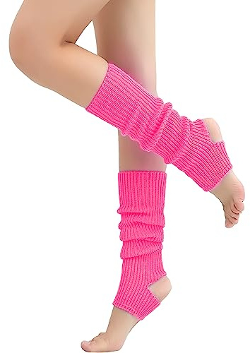 Nanxson Donna Ragazza Maglia Scaldamuscoli Extra Morbido A Nastro Neon Scaldamuscoli Per Festa Danza Yoga Sport(Rose)