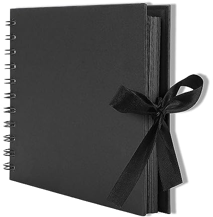 DDHHCP Fotoalbum Zum Einkleben, Selbstgestalten, 21.5x15cm, Scrapbook, Mit 30 Schwarzen Seiten, DIY Geschenk Scrapbooking Fotos und (schwarz)