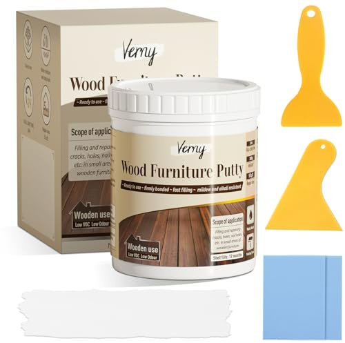 Verny Wood Filler,Wood Putty - for Repairing Wood Scratches,Water Resistant,Carrying Tool Easy to Use & Quick Drying,Wood Filler Stainable That Solves Repair Problems,9.8oz (White)