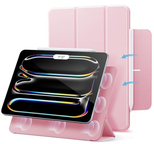 ESR for iPad Pro 13 inch Case M5/M4 (2025/2024), Powerful Magnetic Attachment, Slim Trifold Stand, Supports Pencil Pro and Pencil (USB-C), Auto Wake/Sleep, Durable Protection, Rebound Series, Pink