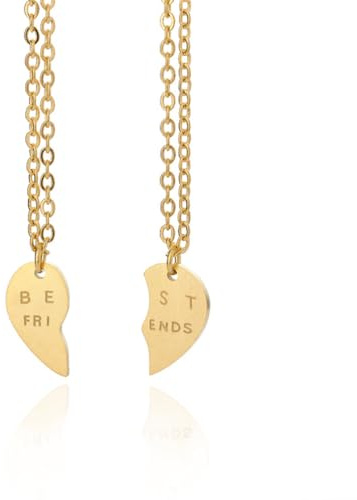 Guoguonb Lot de 2 colliers en acier inoxydable avec pendentifs puzzle assortis Best Friend Couples Collier partenaire Bijoux Chaînes pour hommes adolescents femmes Doré, Acier inoxydable