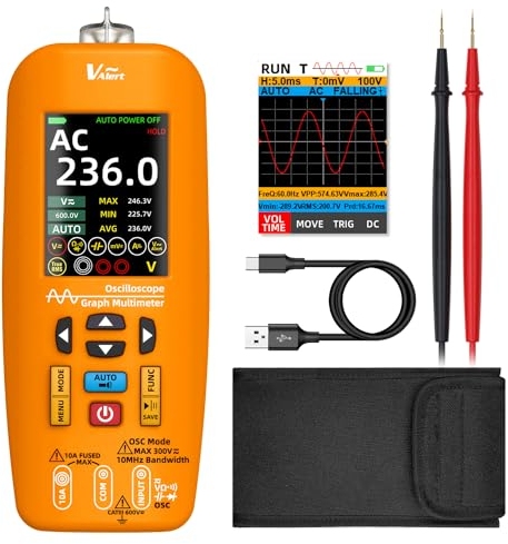MAXRIENY Oscilloscopio digitale multimetro 10 MHz larghezza di banda oscilloscopio portatile 48MSa/s 6000 conteggio multimetro True RMS misura corrente tensione continuità resistenza diodo NCV