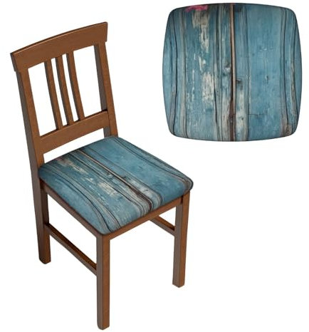 VducK Stretch-Stuhlhussen für Esszimmer, Küche, 6-teilig, Vintage-Blau, Holz, dehnbar, für Esszimmerstühle, Stuhlhussen