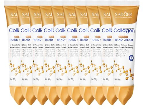 LICHENGTAI 10PCS Crème pour les Mains, Lotion pour Les Mains Au Collagène pour Mains Sèches et Craquelées Mini Crème, Crème Mains Nourrissante Nourrit et Répare Les Mains pour Mains Sèches