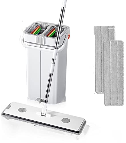 Trapeadores para Limpiar Pisos con balde y exprimidor, trapeador y balde para Pisos Planos Manos Libres Trapeadores de Microfibra multifunción Limpieza de Pisos con balde Beauty Comes