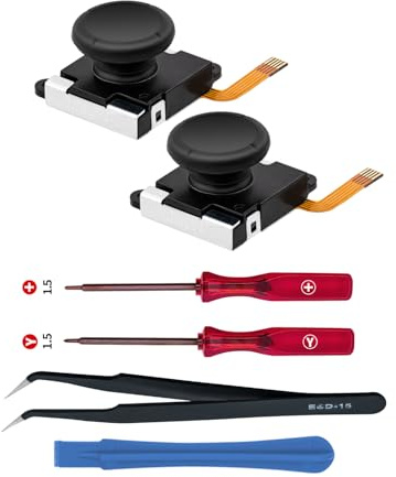 Tolesum 3D TMR Hall Effect Joystick Reparatur Ersatz Set für NS Switch/Switch OLED Joy-Con/Switch Lite Controller mit Reparatur Werkzeuge,No Drift-Schwarz(Nicht für NS Switch 2)