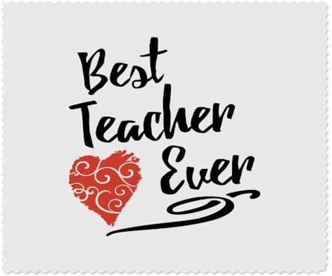 2 x 'Best Teacher Ever With Red Heart' Microfibre Lens/Glasses Cleaning Cloths (LC00027777)