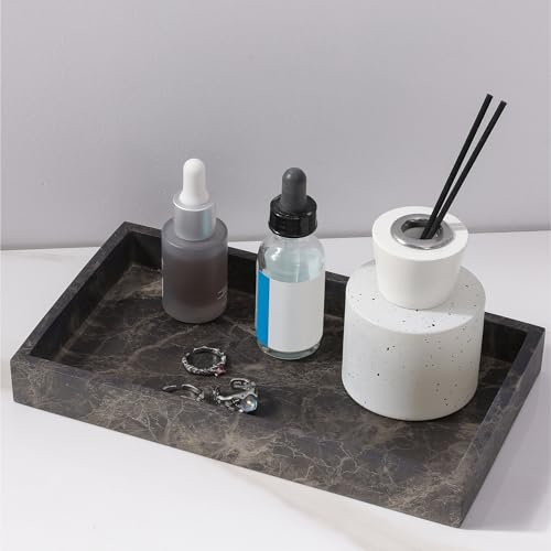 Navaris Stor förvaringsskål – smyckeshållare – 23,5 x 12,5 x 2,6 cm – bricka för dekoration eller småsaker – brun marmorlook