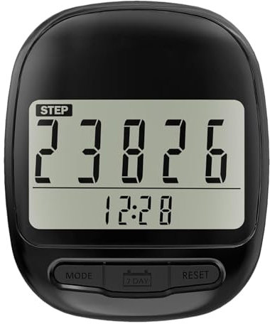 Podomètre à clipser, compteur de calories, podomètre simple avec fonction horloge, compteur de pas pour personnes âgées, podomètre portable pour les pas et les kilomètres, enregistreur de fitness