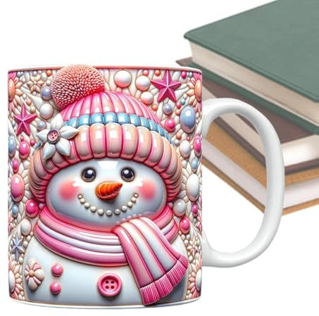 3D-Weihnachtstasse, Schneemann-Keramikbecher, 350 ml, Weihnachts-Schneemann, 3D-Getränkebecher für Tee, Reise-Eiswasserbecher, Weihnachtsgetränkebecher für Mama und Papa