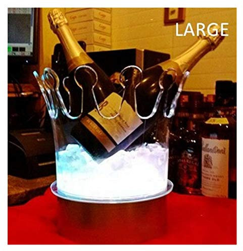 Crown Champagne Ice Bucket LED Beer Holder Bar Cooler Container Acrylic Transparent Ice Decorations(L)