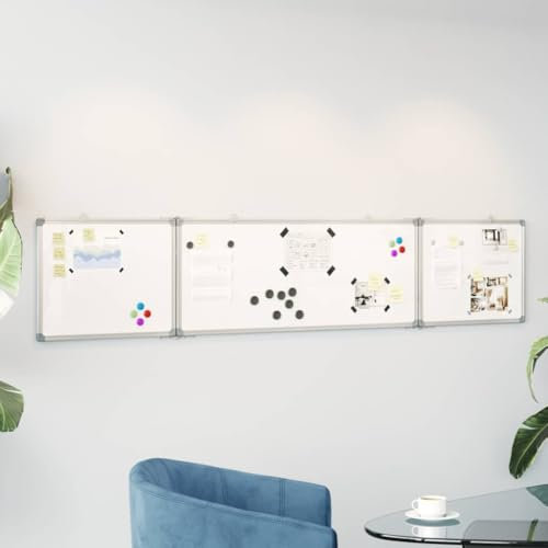 Tidyard Tableau Blanc magnétique Pliable 200x40x1,7 cm Aluminium