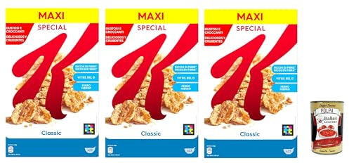 Italian Gourmet Kellogg’s Italian Gourmet Special K Classic Cereali 3 x | Ricchi di fibre, mit Vollkornanteil, natürlicher Start in den Tag ohne, Gesamtnettogewicht 2,1 kg + Kostenlos Polpa 400g
