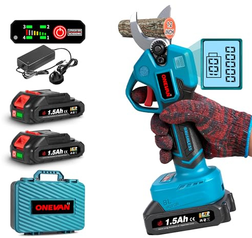 Electric Secateur Cordless Battery Secateurs - 30mm(1.2inch) Cutting Diameter, Brushless Electric Pruning Shears, 4-Cutting Opening, with LCD Display & SK5 Blades, 2*1.5Ah Battery, for Garden Pruning