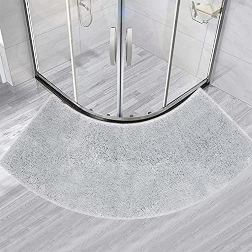 Mjuk och fluffig halvcirkulär duschmatta för hörnbadkar 45 x 110 cm tvättbar badrumsmatta grå