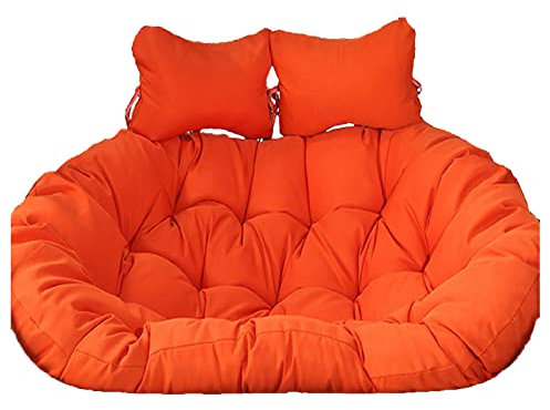 BDSHGRDH Schaukelstuhl Kissen， Doppeltes Kissen, Hängendes Korbstuhlkissen, Ersatz-Sitzpolster for Schaukelstuhlkissen, 2-Sitzer-Hängekorbstuhlkissen mit Bezug(Orange)