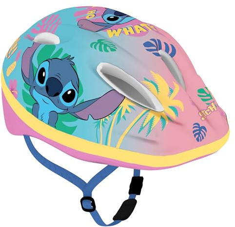 Disney Stitch barncykelhjälm, för flickor, färgglad, justerbar 52–56 cm (flerfärgad)