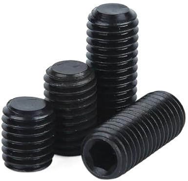 M3 M4 M5 M6 M8 M10 Schwarze Sechskantschrauben mit flacher Spitze und Innensechskant, 12.9 Kohlenstoffstahl, kopflose Madenschrauben mit Innensechskant(2mm,M4(20pcs))