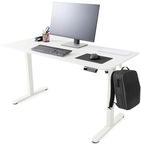 AREBOS Bureau Électrique Réglable 120x60 cm | Hauteur 72-118 cm | Fonction Mémoire | Bureau Assis-Debout Ergonomique | Table Informatique pour Télétravail & Maison | Blanc