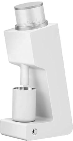 Petit Moulin à Café Électrique, Moulin à Espresso à Dose Unique, Meule Conique en Acier Inoxydable, Corps Incliné à Faible Rétention pour Espresso/Drip/French Press/Cold Brew,White