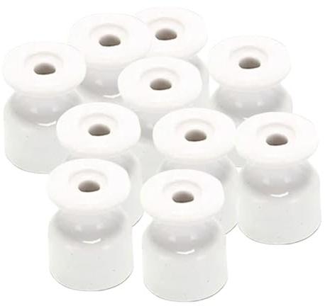 10 isolanti in porcellana, accessori elettrici per cablaggio a parete, cavo intrecciato bianco, 1,9 x 2,4 cm