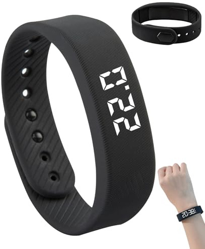Ninnyi Pedometer Watch, Waterproof Silent Vibration Wake Up Digital Fitness Watch with Adjustable Strap for Running Hiking