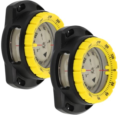 TOPBATHY 2 Piezas Brújula de Muñeca para Buceo Banda Elástica Resistente con Fuerte Magnetismo Compás para Navegación y Supervivencia Exteriores de Amarillas