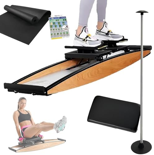 ZEEKYFOR Indoor-Skisimulator, 3D-Crosstrainer, Skitrainingsgerät für das Heim-Fitnessstudio, 150 kg Belastbarkeit, Einstellbarer Widerstand, mit Skistöcken und Matten