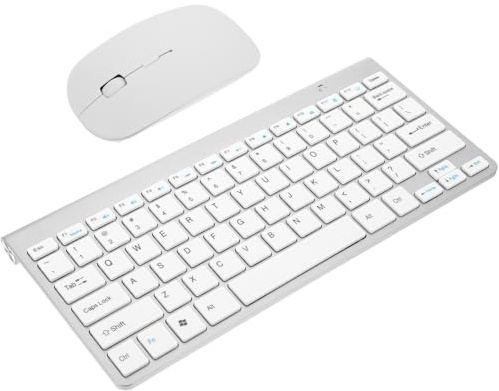 Alipis Conjunto Teclado y Ratón Inalámbrico Plata 78 Teclas y Clics Silenciosos, Cómodo para Uso Diario y Viajes de Negocios