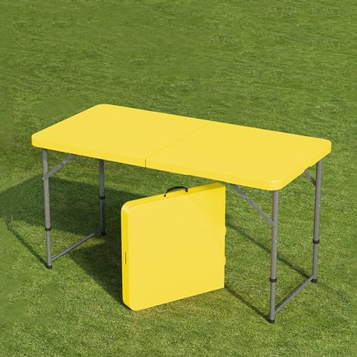 Tavolo pieghevole impermeabile regolabile per uso esterno – tavolo portatile valigia per campeggio, spiaggia, cucina, picnic, colore giallo regolabile in altezza facile da riporre