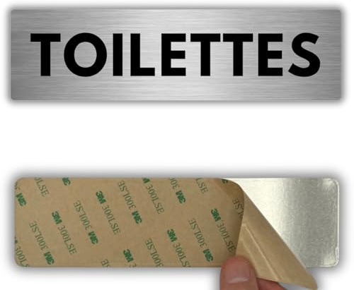 LEIASA | Plaque Toilettes - 5x18 cm - Aluminium - Coin Sanitaire de Porte | Panneau Toilettes Communes, Autocollant Cuvette, Pancarte Lave-Mains, Sticker Petit Endroit, Signal Cabinet Discret