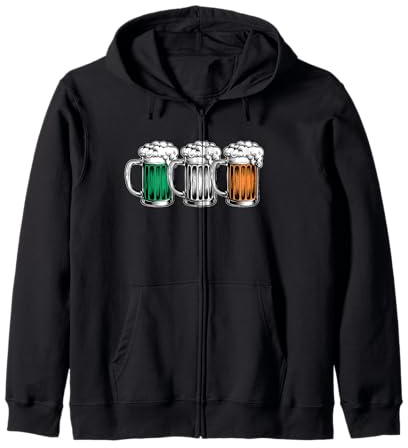St. Patricks Day Vintage Verres À Bière Drapeau Irlandais Sweat à Capuche
