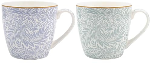 The Leonardo Collection Wm. Morris Larkspur Breakfast Mugs Set of 2 | Fine China, Hot & Cold Drinks, Home & Office, Durable, Easy-To-Hold