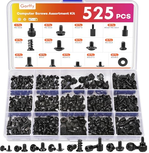 Gorffy Juego de tornillos para PC, 525 unidades, tornillos para placa base