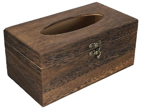 Taschentuchbox 22x12x10cm, Braun, Retro für Zuhause Hotel | Serviettenbox mit Klarer Holzmaserung, Leichtes Einlegen der Tücher, Dekorativ Am Tisch, im Bad