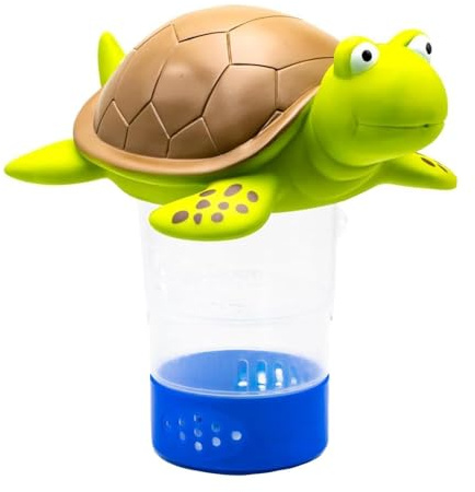 Dispenser di cloro galleggiante a forma di tartaruga, contiene 4 compresse da 1 pollice da 20 x 9 cm, per piscina, spa, vasche idromassaggio, parchi acquatici, tartarughe, dispenser regolabile per
